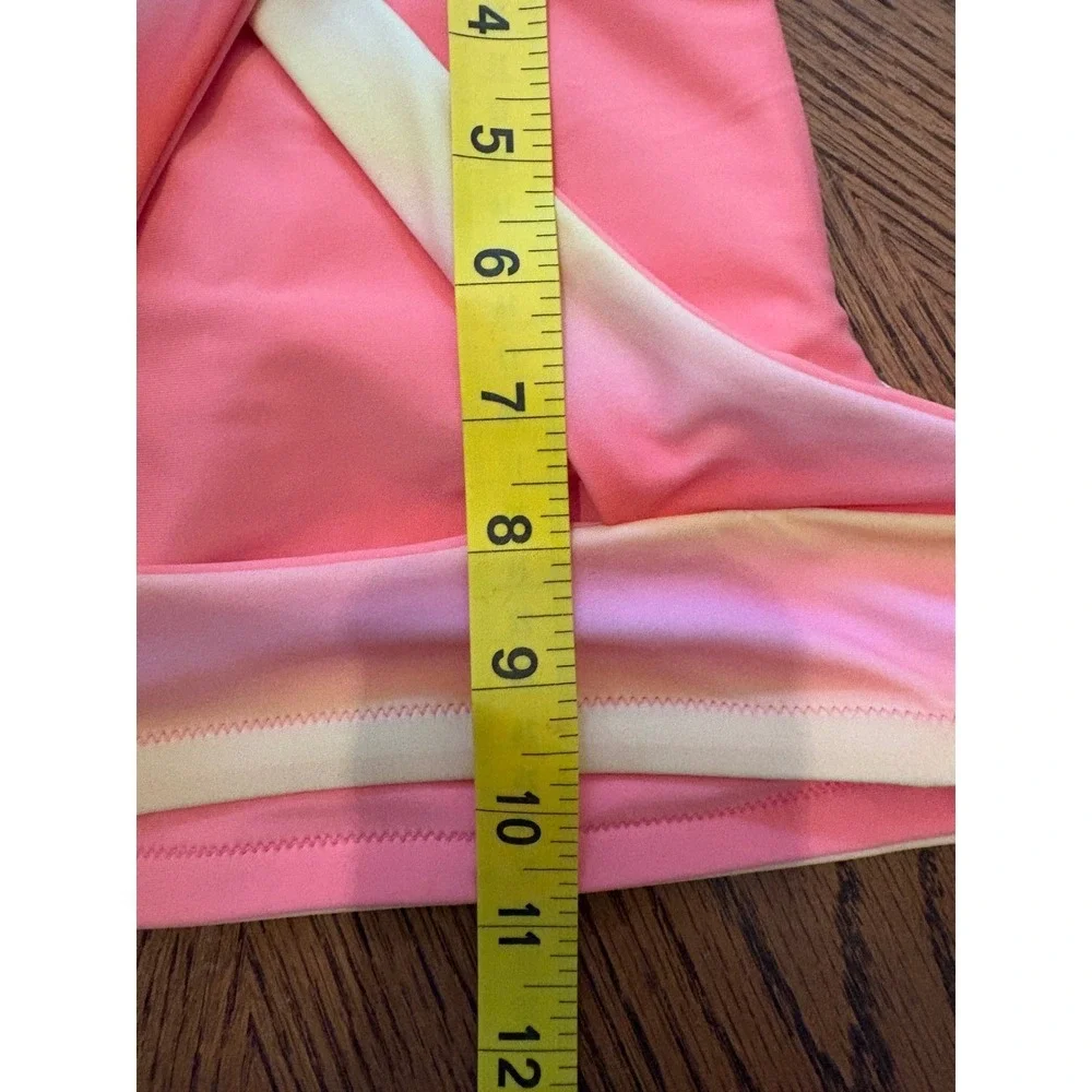 Athleta Girl Reversible High Neck Bikini‎ Top XL 14 Sunset Ombre Coral Pink
